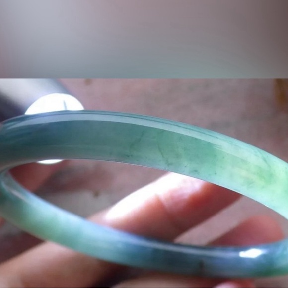 VINTAGE Medium Jadeite Jade Bangle Certified Size 58mm Round Princess Cut G507 - Picture 5 of 8